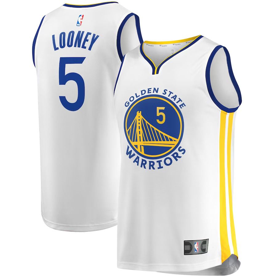Men Golden State Warriors #5 Kevon Looney Fanatics Branded White Fast Break Player Replica NBA Jersey